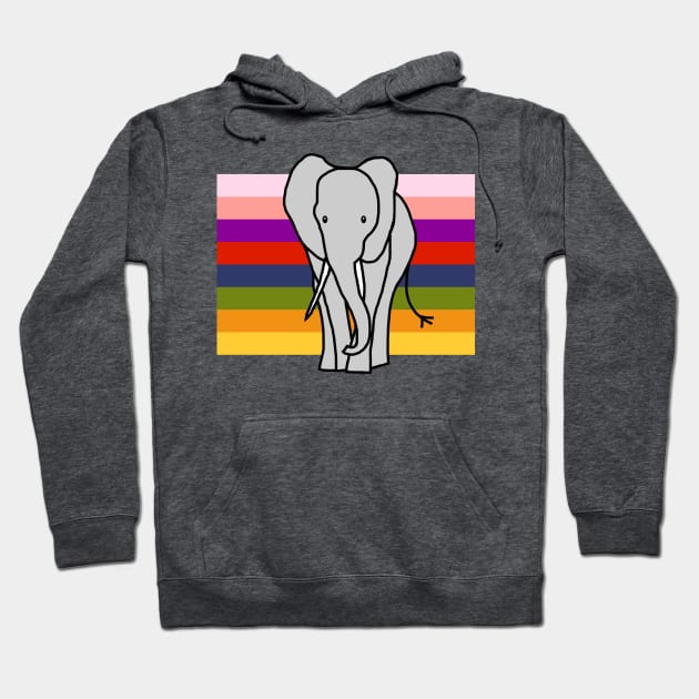 Elephant on Rainbow Stripes Graphic Hoodie by ellenhenryart